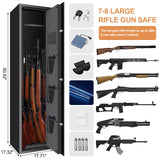 [2024 NEW] 7-8 Fireproof Biometric Gun Safes for Home Rifle and Pistols, Heavy Duty Anti-Theft Long Gun Safes for Rifles and Shotguns with 3 Handgun Pocket, Removable Shelf, Silent Mode TOLEBLID