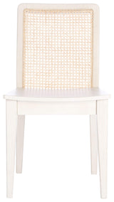 SAFAVIEH Home Collection Benicio White/Natural Rattan Dining Chair (Set of 2) DCH1005B-SET2 Safavieh