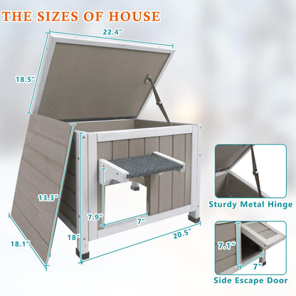 Ketive Insulated Cat House Outdoor Cat Shelter for Feral Cats in Winter,All-Round Foam Insulation Weatherproof Wooden Cat Houses for Cats Rabbits and Small Animals with Escape Door Open Roof