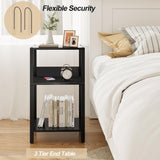 TUTOTAK Record Player Stand with Storage Up to 100 Albums,Record Storage Table,3 Tier End Table,Side Table for Living Room, Bedroom, Black TB01BK075 TUTOTAK