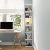 MXV Narrow Bookshelf, 6-Tier Open Bookcase, Coner Shelf, Storage Shelves, Display Storage Shelves, Floor Standing Unit, Home Decor, Furniture for Home Office, Living Room, Bedroom, White MXV