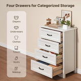 Gizoon Dresser for Bedroom with 4 Drawers Wooden Chest of Drawers for Closet Dresser Storage Unit Organizer for Hallway Living Room and Office, White Gizoon
