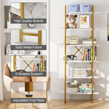 Azheruol 6 Tiers Bookshelf Organizer White Faux Marble Shelf,Modern Open Display Storage Bookcase, and Metal Bookshelf Standing Storage Shelf Tall Shelving Units for Home Office Study Azheruol