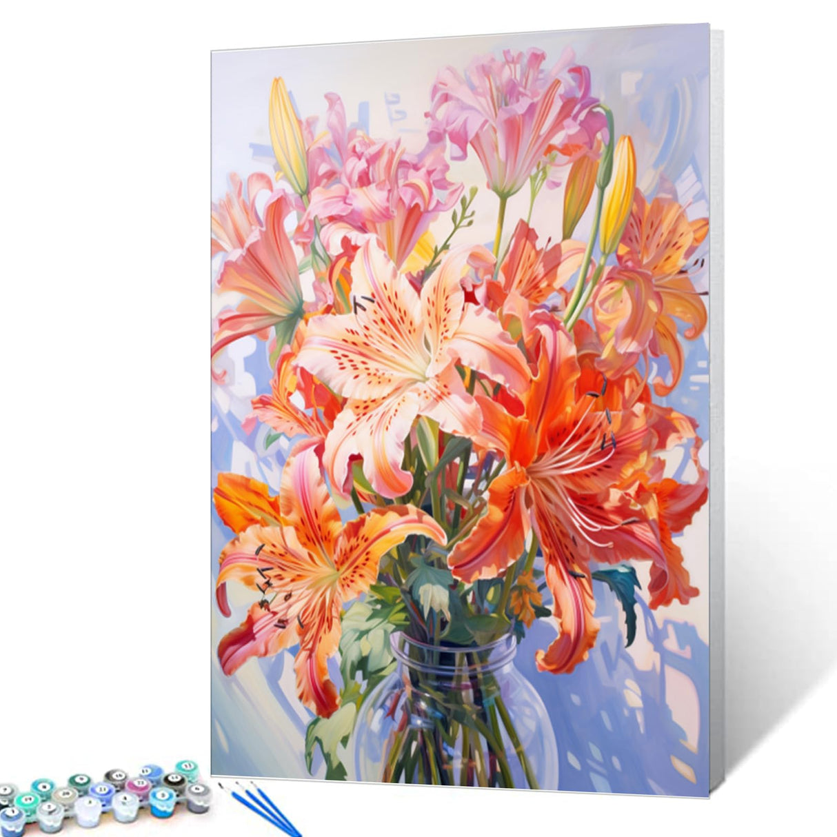 Flowers in Vase Paint by Numbers Kits 16x20 inch Canvas DIY Oil Painting for Kids, Students, Adults Beginner with Brushes and Acrylic Pigment - Colorful Blooming Flowers Photo Gift(without Frame) Tucocoo