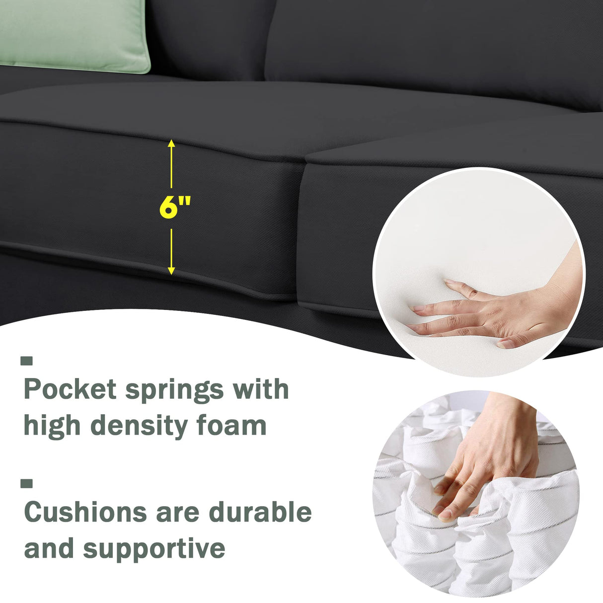 Merax Modern Large U-Shape Sectional Sofa, 7 Seat Fabric Sectional Sofa Set with Movable Ottoman, L Shape Sectional Sofa Corner Couch with 3 Pillows for Living Room Apartment,Office Merax