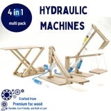 PATHFINDERS STEM Kit- Hydraulics 4-in-1– Build 4 Hydraulic Machines | Engineering Model Kit for Kids 8+ | Educational Science Toy | Learn Physics & Mechanics | Wooden DIY Project Pathfinders
