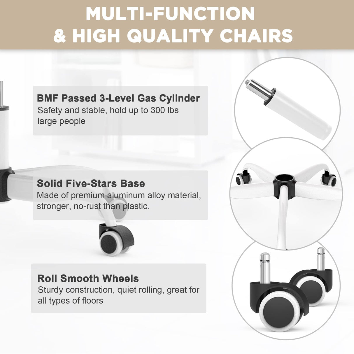 Mimoglad Office Chair, High Back Ergonomic Desk Chair with Adjustable Lumbar Support and Headrest, Swivel Task Chair with flip-up Armrests for Guitar Playing, 5 Years Warranty Mimoglad