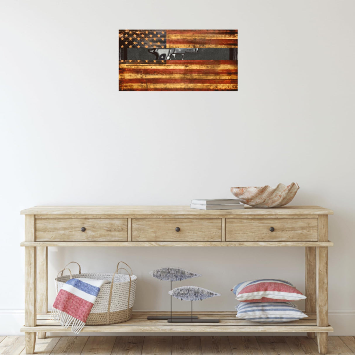 Tactical Traps - Tactical Flag Amercian Flag Hidden Gun Safe with Bluetooth RFID - Hidden Gun Storage - Concealment Furniture for Guns - Hand Gun Safe Tactical Traps