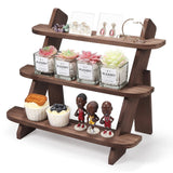 Wooden Display Riser,3 Tier Earring & Ring Holder Stands,Farmhouse Cupcake Stands ,Table Display Stand For Vendors,Organizer Showcase for Tabletop Shows and Home Using ,Wood Rustic Risers (Walnut) WHEARTED