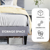 PayLessHere Queen Size Upholstered Platform Bed Frame Fully Upholstered with Fabric Headboard, Wooden Slats, No Box Spring Needed, Non-Slip & Noise-Free Design PayLessHere