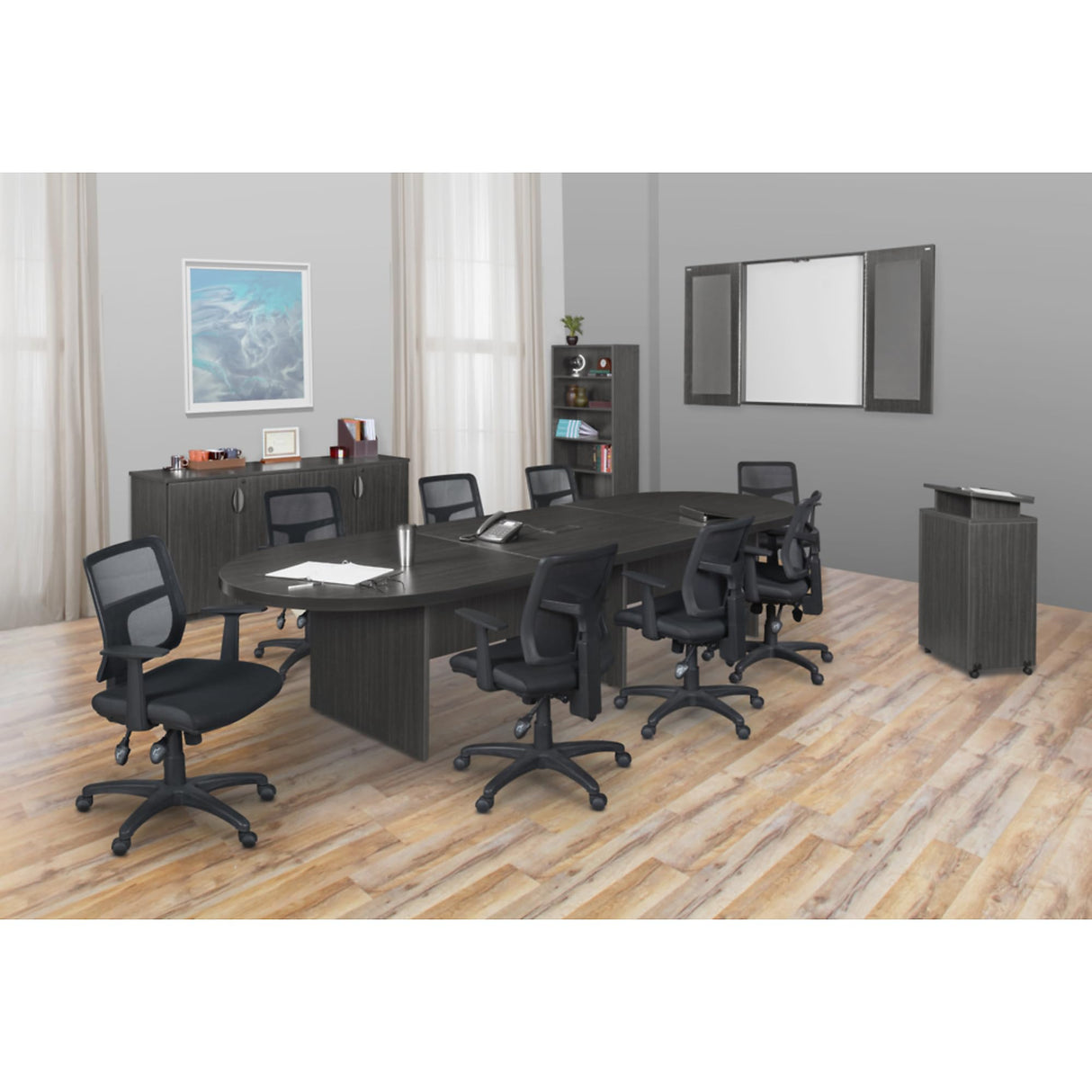 Regency Legacy Modular Conference Table with Tabletop Power & Data Port, 168", Ash Grey Regency