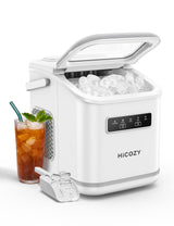 HiCOZY Countertop Ice Maker with Handle, Ice in 6Mins, 26 lbs/Day, Portable Ice Maker Machine with Self-Cleaning for Apartment/Under Cabinet/Kitchen/Office/Camping/RV/Home Bar（White） Hicozy