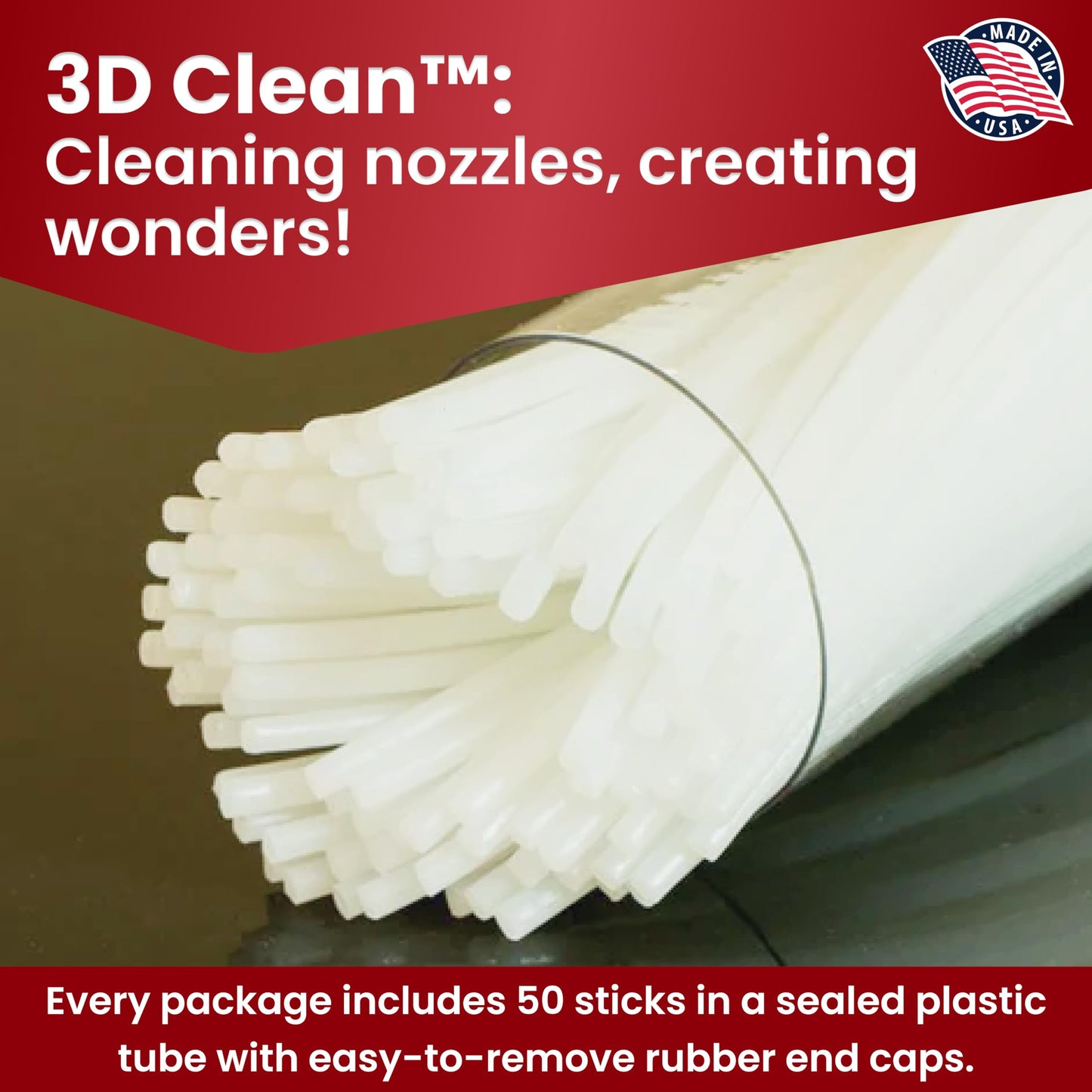 3D Fuel 3D Clean Printer Nozzle Cleaning Filament, Made in USA | 50 Sticks 1.75mm +/- 0.03mm - WoodArtSupply