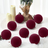 Liliful 15 Pcs Velvet Christmas Balls Bulk Flocked Christmas Tree Ball Ornaments Plastic Xmas Decorative Hanging Ornaments (Burgundy) Liliful