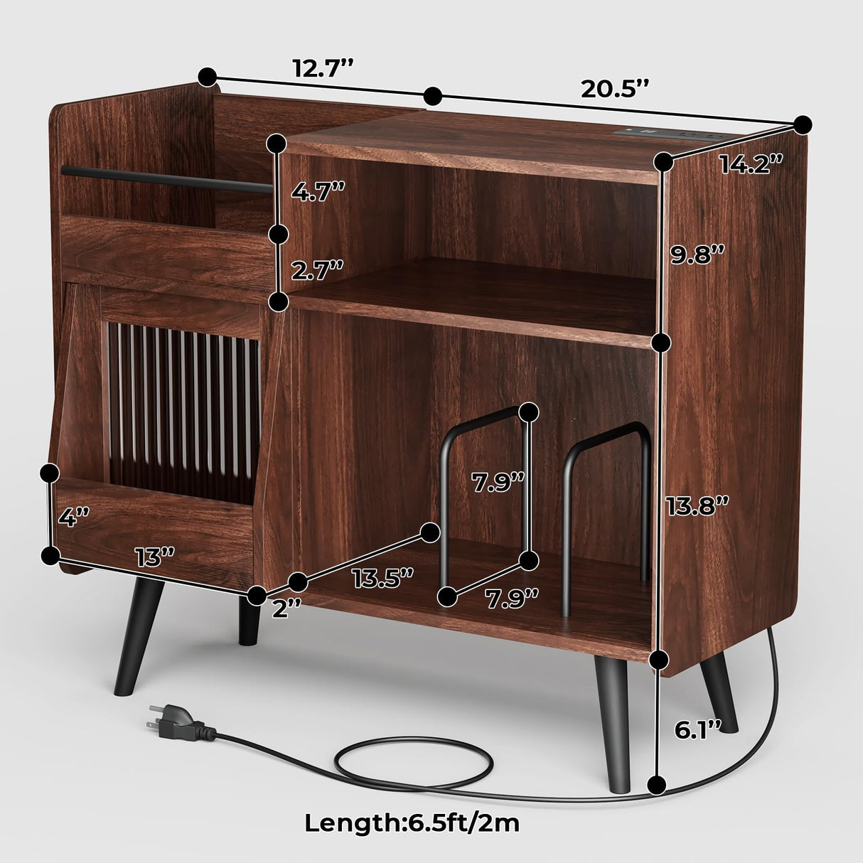 MULEJYBO Large Record Player Stand with Sliding Door,350 Vinyl Record Storage Cabinet, Record Player Table with Power Outlet and LED Light,Turntable Stand with Wood Legs for Living Room,Office MULEJYBO