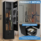 Marcree Gun Safe with Drawer, Rifle Safes for Home, Rifle Cabinet with Alarm System,Metal Gun Cabinets for Rifles and Pistols, Long Gun Safe with Two Movable Gun Racks, Digital Lock Marcree