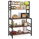 Tribesigns 5-Tier Kitchen Bakers Rack with Hutch, Industrial Microwave Oven Stand, Free Standing Kitchen Utility Cart Storage Shelf Organizer (Rustic Brown) Tribesigns