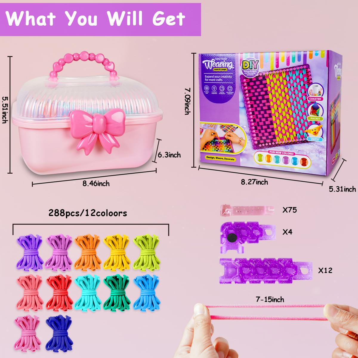 Weaving Loom Kit, DIY Arts and Crafts for Kids and Adults, Includes 288 Loops & Step-by-Step Instructions, Ideal Gifts for Girls Ages 5 6 7 8-12 13 Disracker