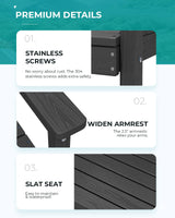 SERWALL Outdoor Dining Set for 6, HDPE Outdoor Furniture with Umbrella Hole & 1 Cushioned Bench & 4 Outdoor Dining Chairs, Black SERWALL