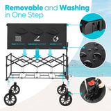 Sekey 43'' Extended Collapsible Wagon 400L Large Capacity, 440LBS Heavy Duty Folding Utility Garden Cart with All-Terrain Wheels for Camping, Sports, Shopping.Black Sekey
