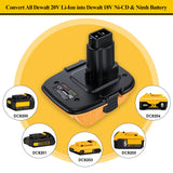 Replace for DeWalt Battery Adapter 18V to 20V DCA1820, Convert 20V Lithium Battery to 18V NiCad & NiMh Battery DC9096 DC9098 DC9099 DW9098 DW9096, with 5V USB Port, for Drills, Sanders and More LONG FIT