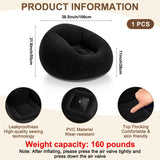 Realspring Inflatable Bean Bag Chairs for Adult Blow up Chairs Lazy Sofa Folding Portable Inflatable Chair for Movie Outdoor Room Bedroom Reading Camping(Black) Realspring