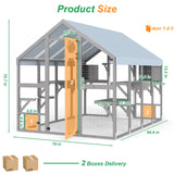 Extra Large Catio Outdoor Cat Enclosure Waterproof, Walk-in Outdoor Pet House for Multiple Cats, Catio Cat Run Cage with Bridges, Weatherproof Full Cover, 8 Platforms, 2 Resting Box Magazoopet