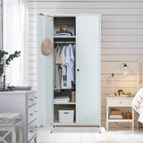 BESFUR Bedroom Armoires, White Metal Armoire with Hanging Rod, Adjustable Shelves, 20" D x 31.5" W x 74" H - White BESFUR