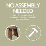 NORDIC STYLE TEAK Shower and Bath Stool, Teak Wood Shower Bench, Indoor and Outdoor Use 17.7" (Rustic Finish w/Curved Seat) NORDIC STYLE TEAK