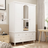 Homsee Wardrobe Armoire Wooden Closet with Mirror, 3 Doors, 5 Drawers, 4-Tier Storage Cubes and Hanging Rod for Bedroom, White (47.2”L x 20”W x 70.9”H) Homsee