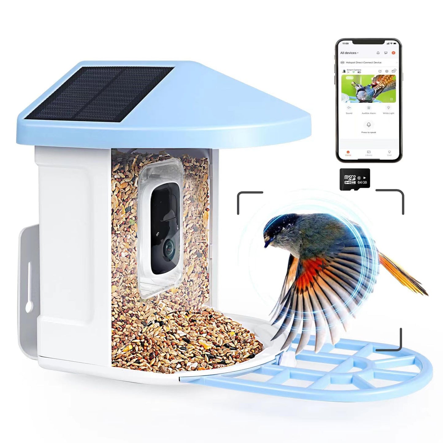 Smart Bird Feeder with Camera,Bird House Camera with AI Identify Bird Species,1080P HD Bird Watching Camera Auto Capture Bird Videos & Solar