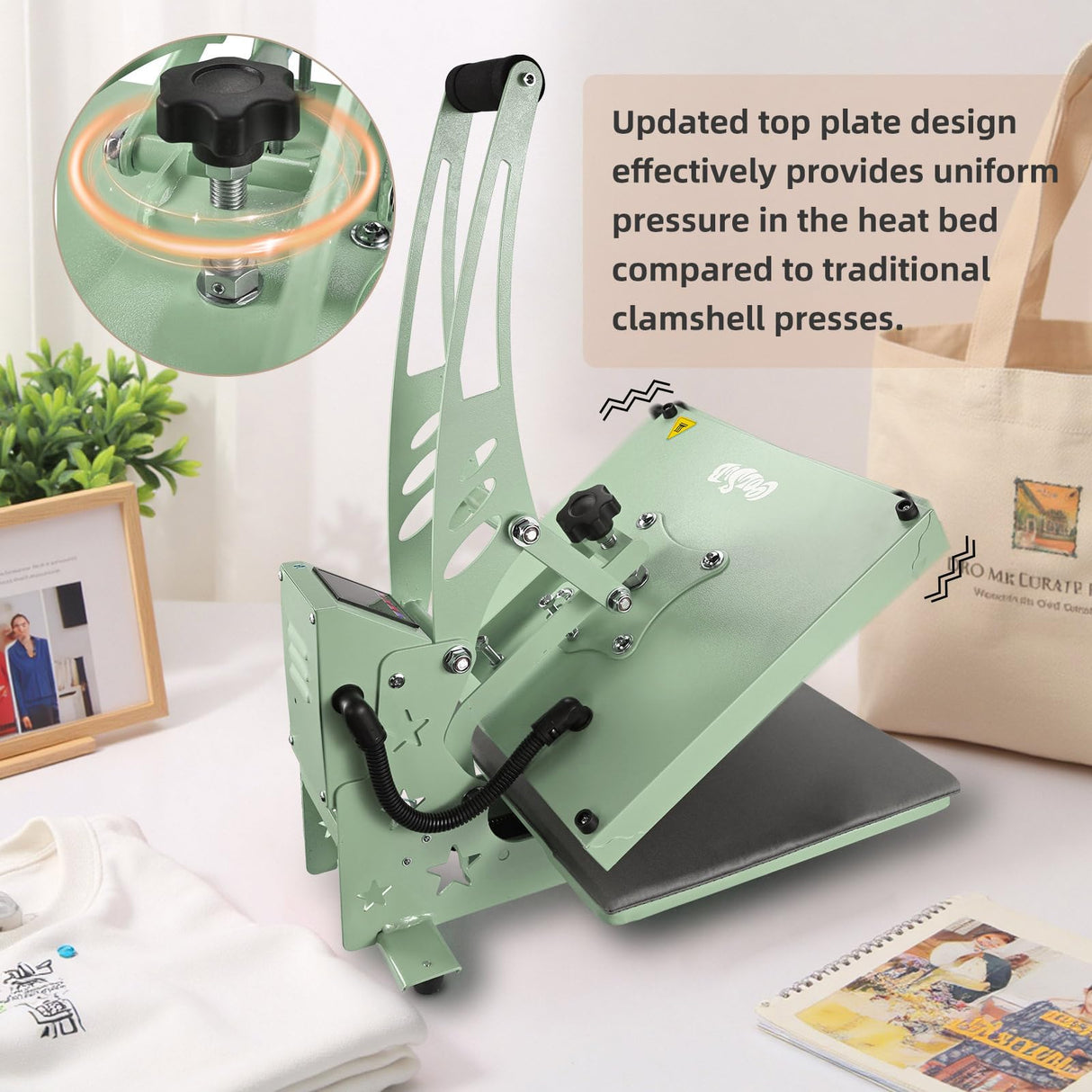CoolSub Heat Press 15x15 Slide Out Heat Press Machine, Industrial Digital Heat Transfer Machine Sublimation for T-Shirt Green CoolSub