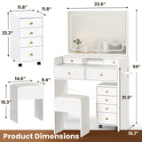 Pamapic Mobile File Cabinet Vanity Desk with Mirror and Lights, 8 Drawers Makeup Vanity Desk with Lights and Upgraded Silent Slides, 3 Lighting Modes Makeup Vanity with Charging Station, White Pamapic