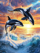 5D Orca Whales Jumping Water Diamond Art 12x16 Inch Full Drill Diamond Painting Kits for Adults & Beginners - DIY Art Crafts for Relaxation and Home Wall Decor 605A WoodArtSupply