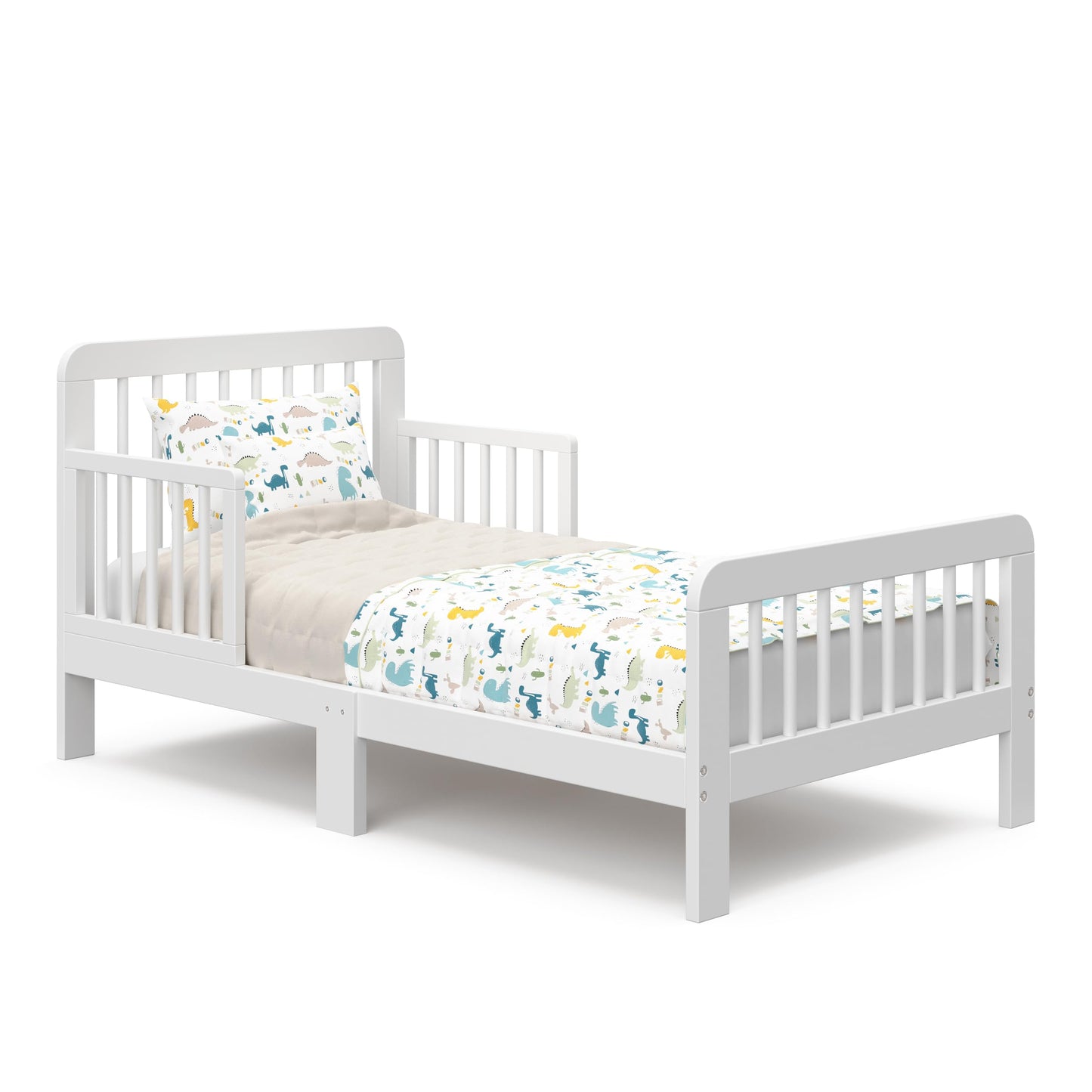 Storkcraft Pasadena Toddler Bed (White) - GREENGUARD Gold Certified, Includes Toddler Safety Guardrails, Fits Standard Crib & Toddler Mattress, Stylish Design with Rounded Details