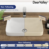 Bathroom Vessel Sink, DeerValley 19'' x 12'' Semi Recessed Bathroom Sink Rectangular White Ceramic Vessel Sinks for Bathroom Modern Bath Sink Bowl Vanity Sink Above Counter Basin DV-1V0047 Deer Valley