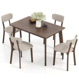 Giantex 5-Piece Dining Table Set for 4, 48” Kitchen Table & 4 Dining Chairs with Padded Seat, Rubber Wood Legs, Curved Backrest, Dinette Set for Breakfast Nook, Dinner, Living Room, Restaurant Giantex