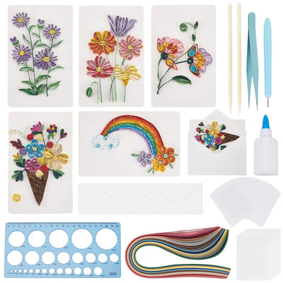WEBEEDY 20 Sets Flower Paper Quilling Kit for Adults Beginners Greeting Card Making Kit with Envelope and Instruction,DIY Flower Cards for All Occasions Happy Birthday,Holiday,New Year,Thanksgiving