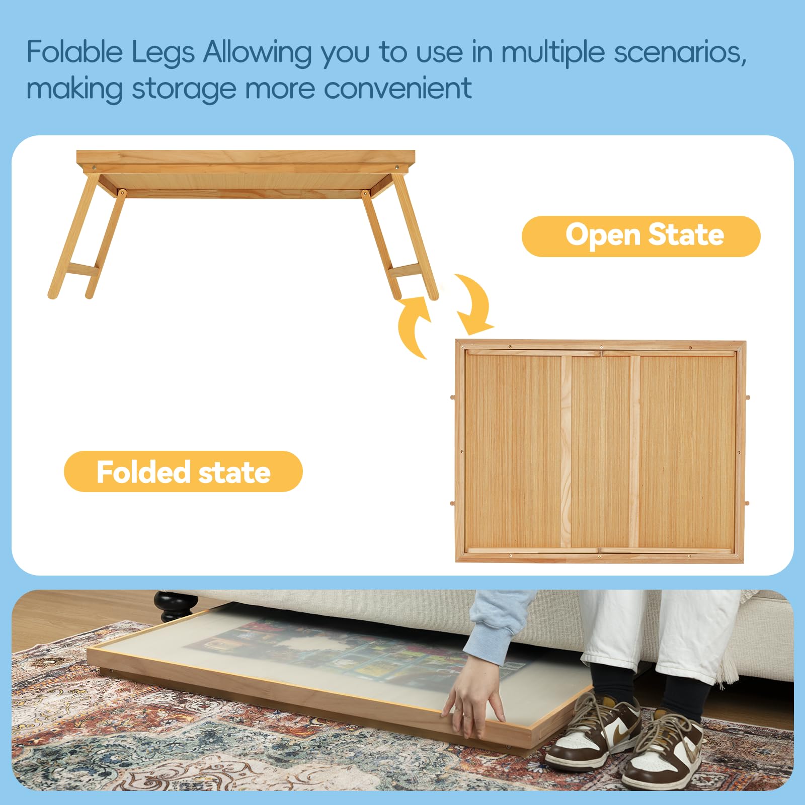 HALLYBEE Wooden Puzzle Board with Foldable Legs- Folding Puzzle Table with 4 Drawers & Cover for Adults, 34 "x 26" Portable Puzzle Table for 1500 Pieces Puzzle Storage and Sorting - WoodArtSupply