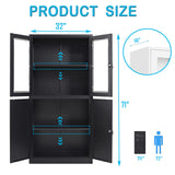 Letaya Storage Cabinet with Doors and Shelves,71" Steel Locker Acrylic Glass Door with Lock, for School Home Office Letaya