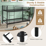 KOMFOTT Metal Twin Over Twin Bunk Bed, Heavy-Duty Metal Bunk Bed Fame with Ladder& Full-Length Guardrails for Kids, Teens & Adults, Space Saving Bunk Bed, No Box Spring Needed KOMFOTT