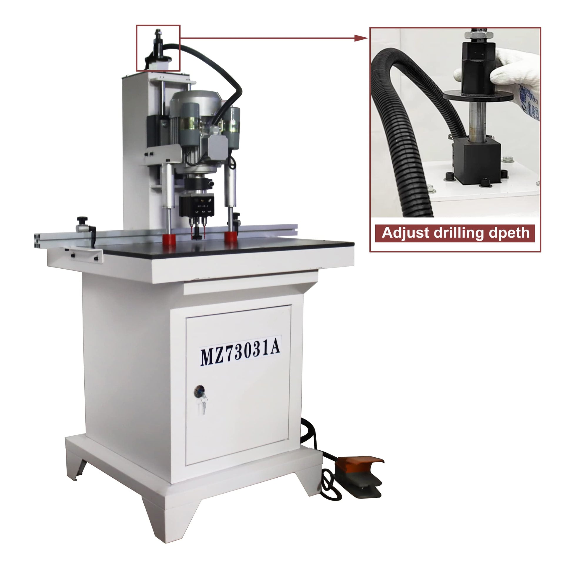 TECHTONGDA Hinge Boring Drill Press Machine Woodworking Wood Electric Pneumatic Hole Puncher 0-2inch Drilling Depth Single Head 48-6 - WoodArtSupply