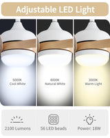 52 inch Ceiling Fans with Lights,Modern,Low Profile,Remote Control,3 Downrods,5 Blades,3-Color LED Light,Quiet Reversible DC Motor for Living Room,Bedroom,Patios CACI Mall