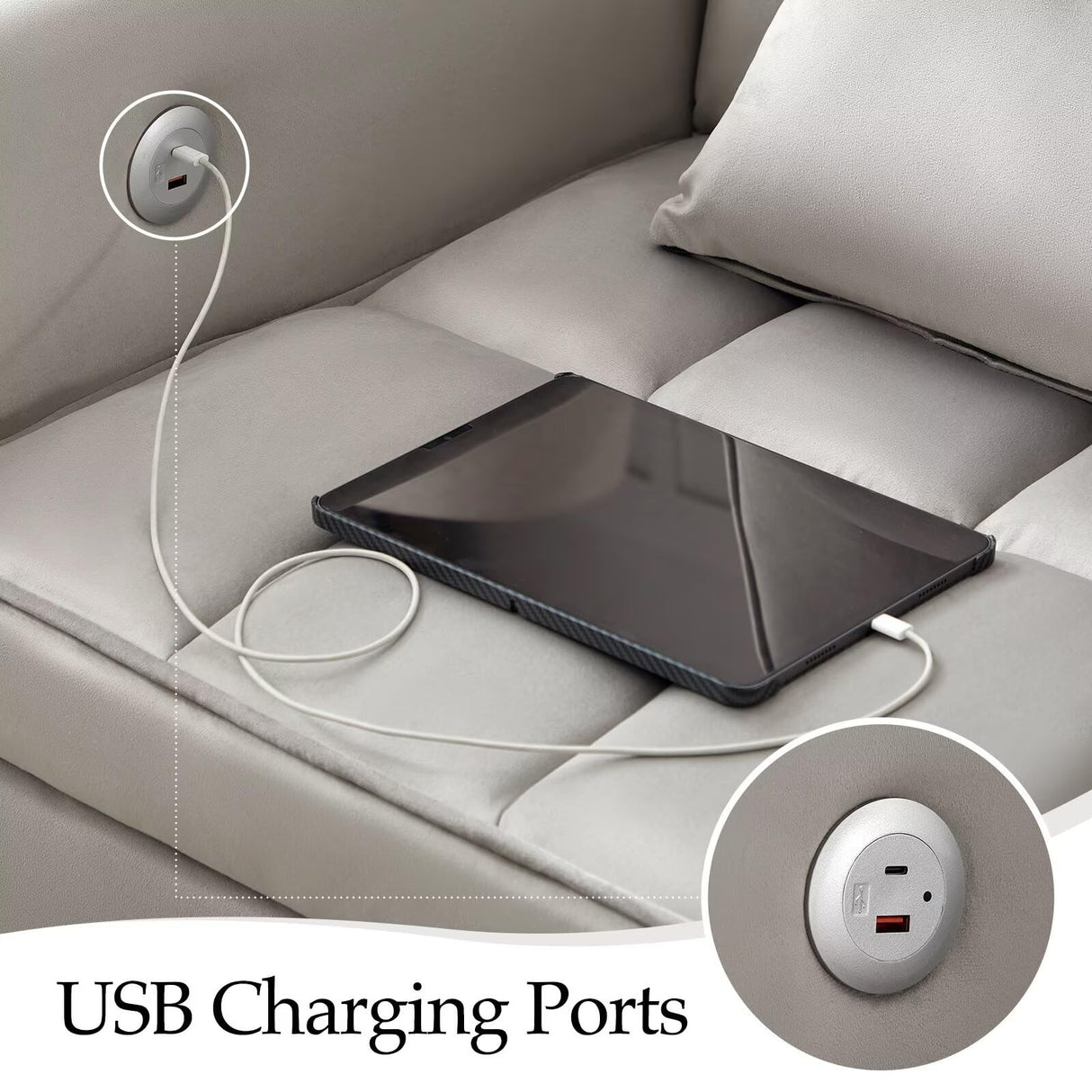 POYISOU Modern 3 in 1 Convertible Sleeper Sofa Couch Bed with USB, Adjustable Backrest Velvet Pull Out Sofa Bed, Loveseat Sleeper Couch, Couches for Living Room, Bedroom, Apartment, Light Grey POYISOU