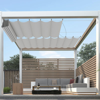 FLORALEAF 4'×16' Pergola Shade Cover Waterproof Retractable Pergola Replacement Canopy Slide Shade Sail with Cable Hardware for Outdoor Patio Porch Garage Deck Backyard Awning