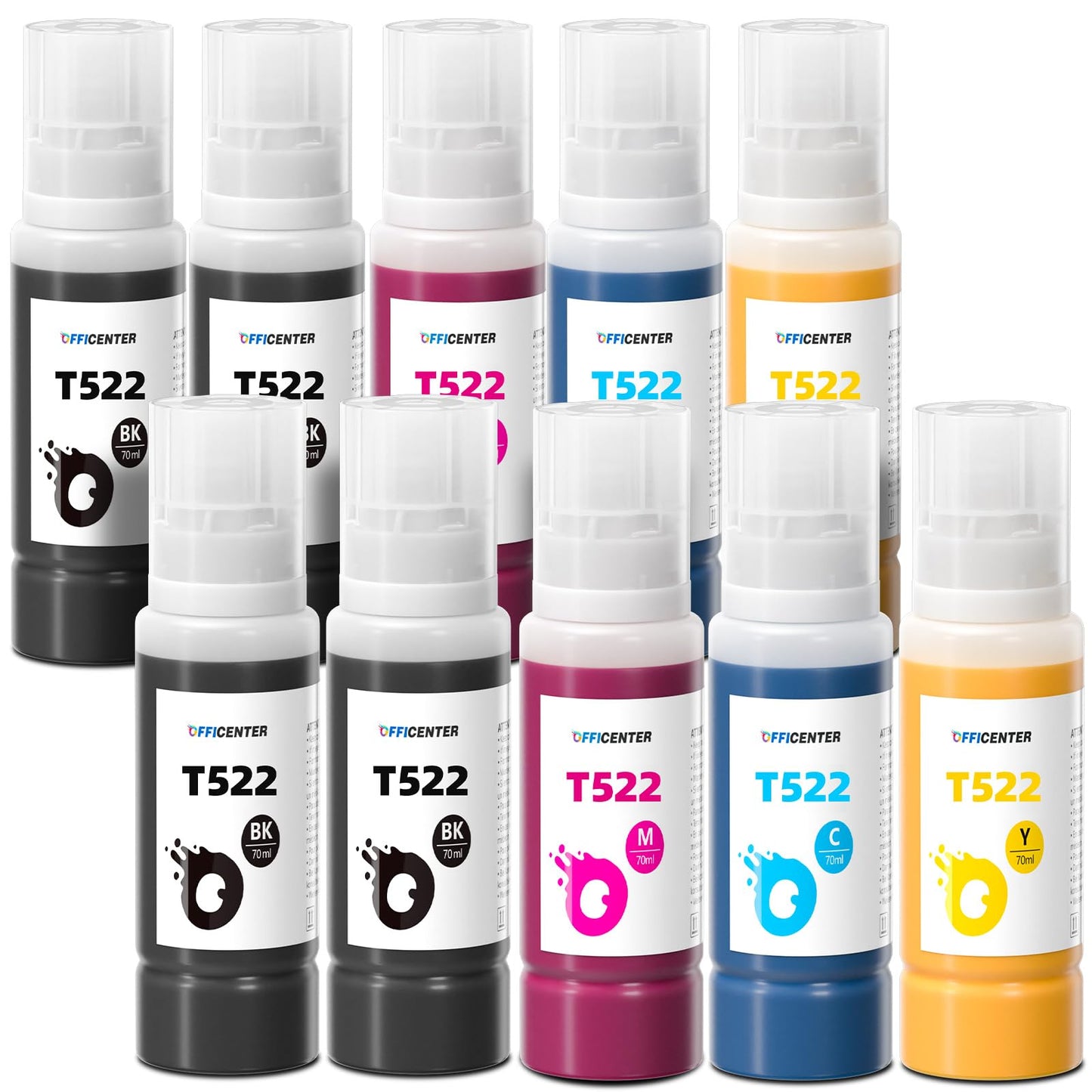 OFFICENTER T522 522 Ink Refill Bottles for Ecotank ET-2800 ET-2720 ET-2803 ET-4700 ET-4800 ET-4810 ET-2400 ET-2840 Printer (4BK 2C 2M 2Y)