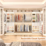 Besiost Closet System - 5FT Small Closet System with Drawers, 60" Closet Organizer System with Reversible Hanging Shelving, Closet Systems for Small/Walk-in Closets, White Besiost