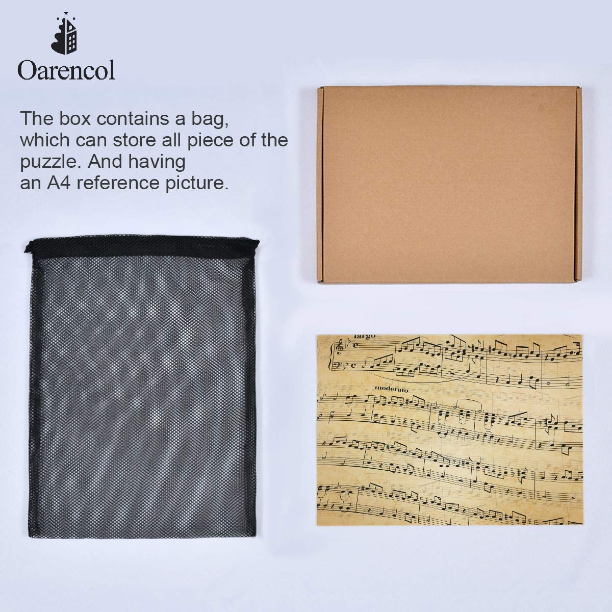 Oarencol Music Notes Stave Abstract Old Paper Vintage Jigsaw Puzzle 1000 Pieces Puzzles for Adults Kids DIY Gifts Oarencol