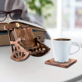Divit Coasters Wooden for Drinks, Eco-Friendly, Absorbent, Antique Look Handcrafted Coasters (Rocking Chair) DIVIT COASTERS