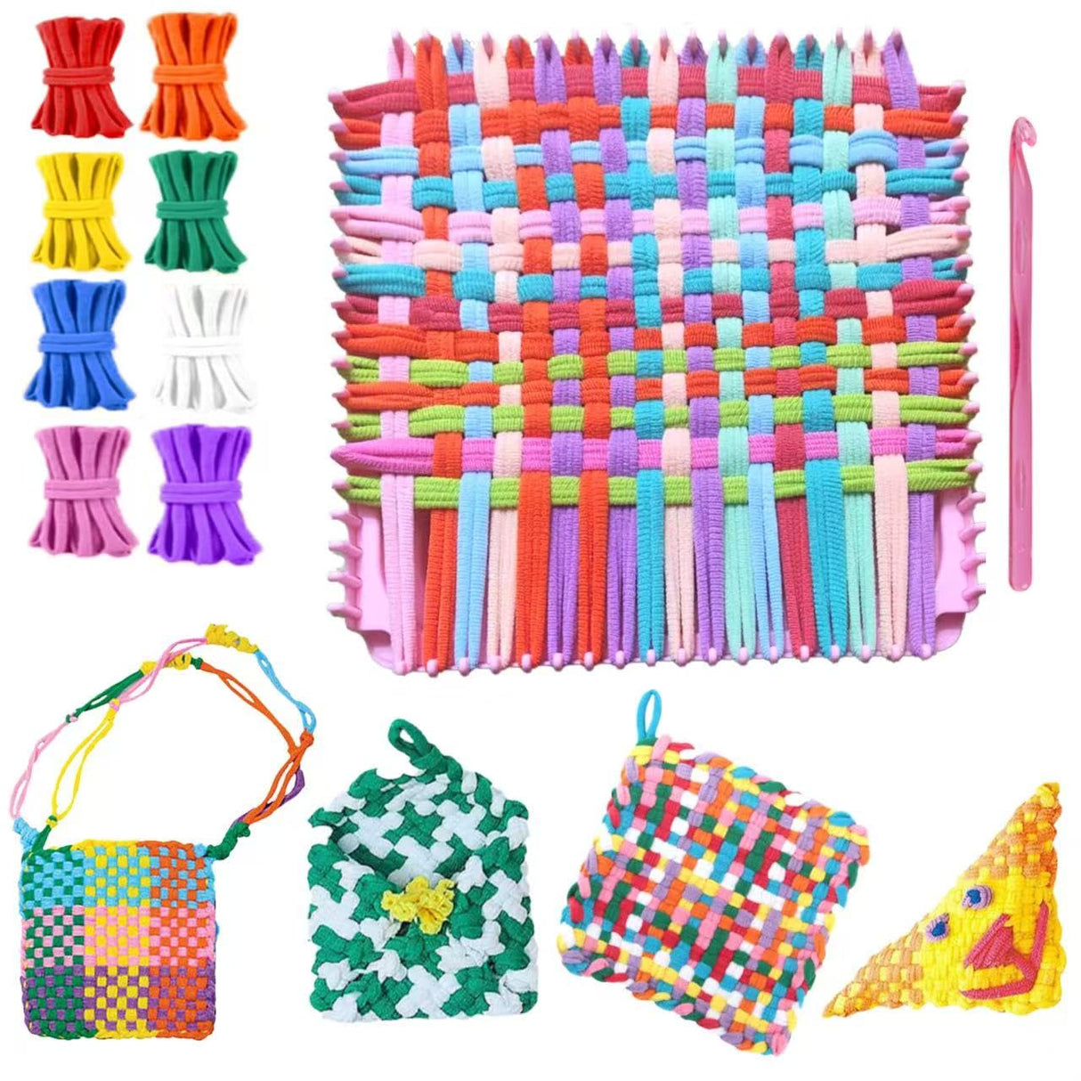 Weaving Loom Kit for Beginners Adults and Kids, DIY Arts and Crafts Gifts for Girls Ages 5 6 7 8-12 13 Potholder Loom Knitting kit for Beginners, Create 6+ Potholders & Crafts with 192 Rainbow Loops Kaaper